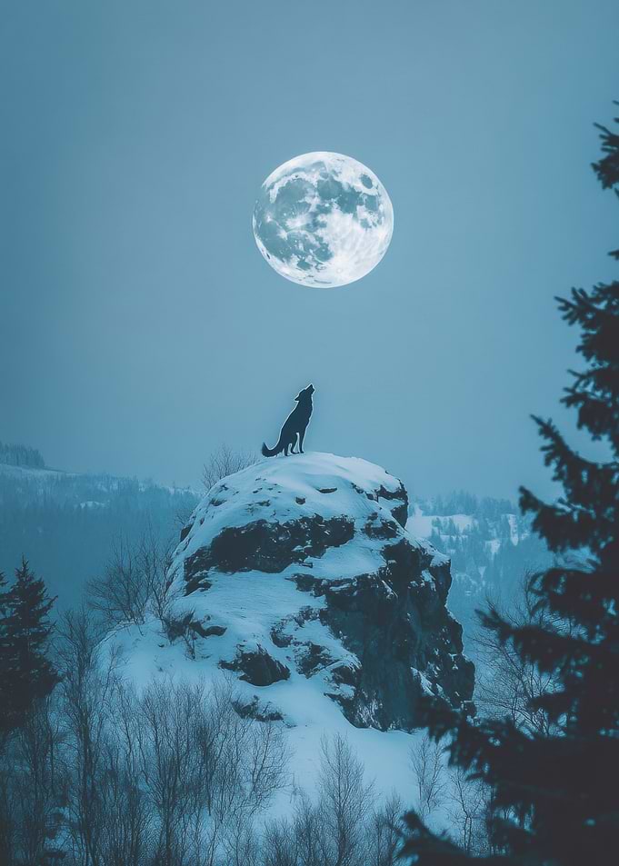 Wolf Howling at the Moon