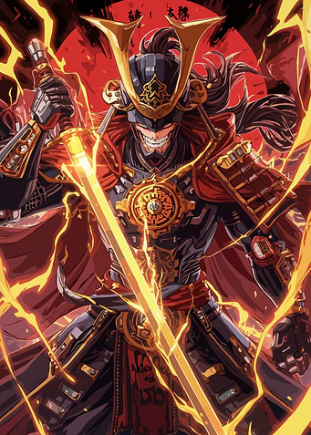 Fantasy Samurai Warrior with Glowing Sword