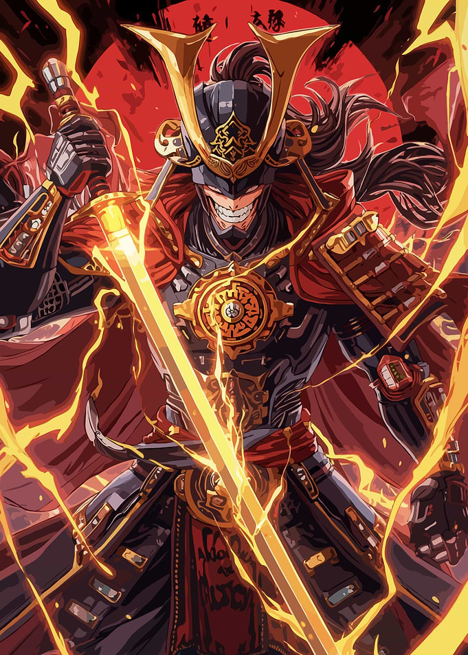 Fantasy Samurai Warrior with Glowing Sword