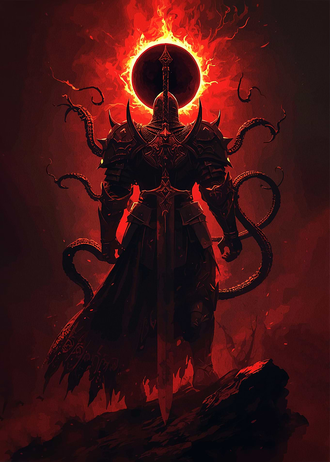 Dark Knight with Fiery Eclipse
