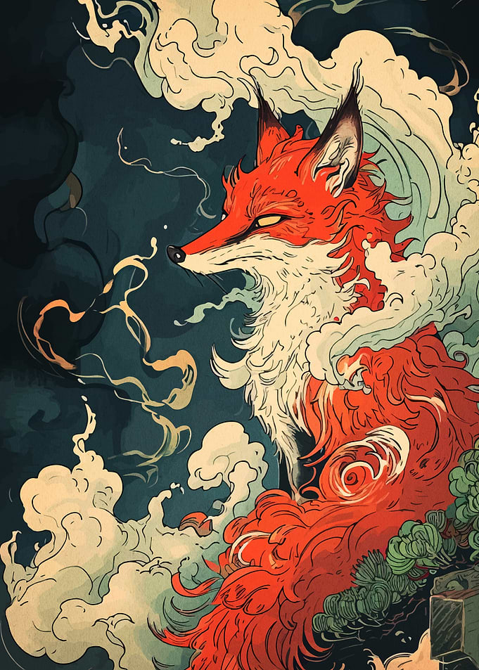 Fox in Smoke Digital Art