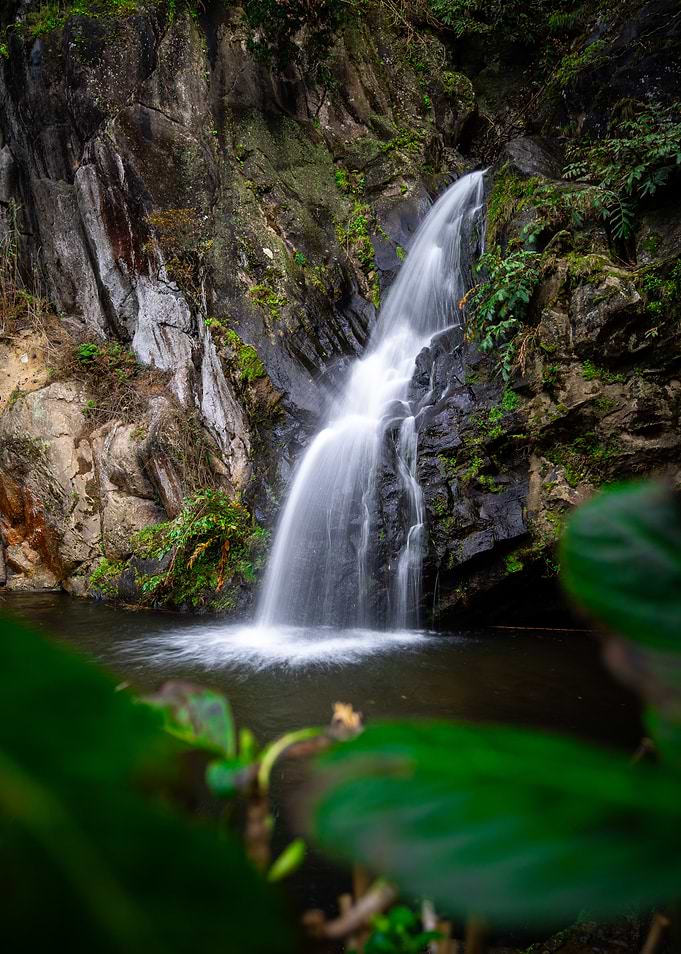 Waterfall in a rocky landscape