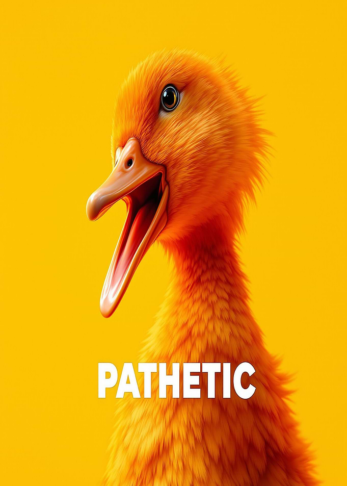Pathetic Duckling on Yellow Background