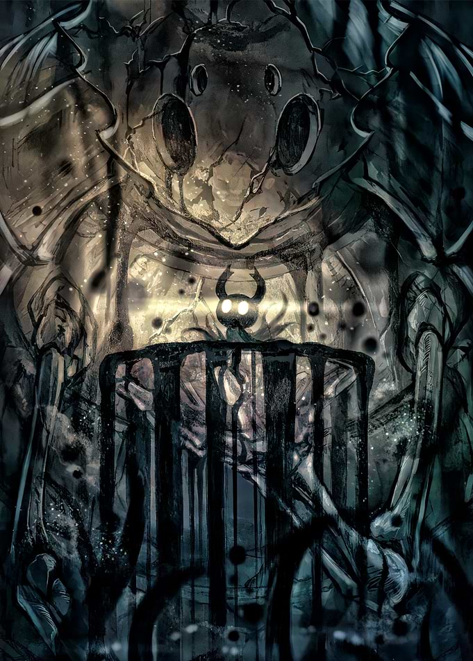 Hollow Knight in Cage Illustration