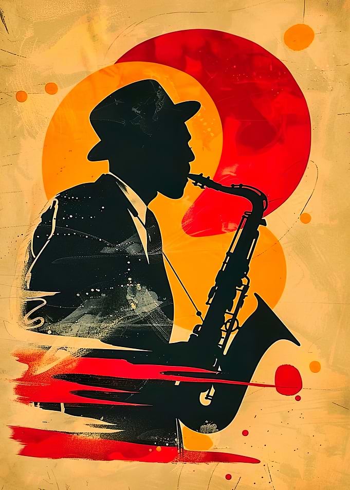 Jazz Saxophone Player Silhouette Art