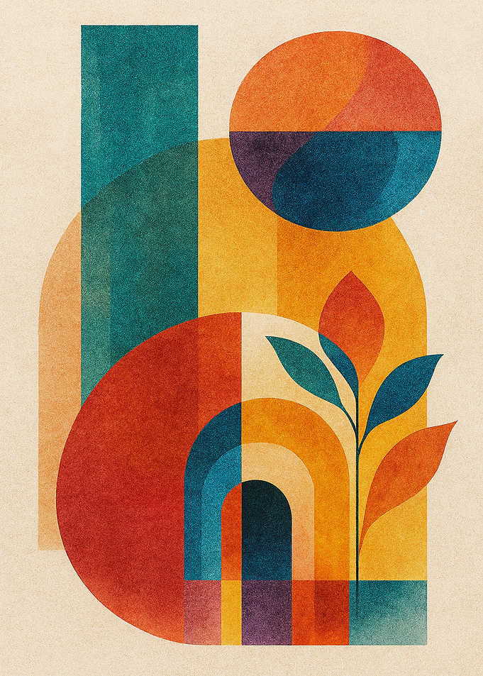 Abstract Geometric Shapes with Plant