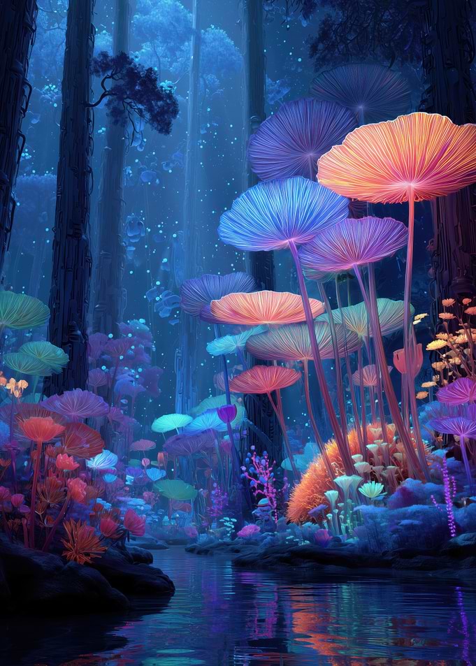 Enchanted Forest with Glowing Mushrooms