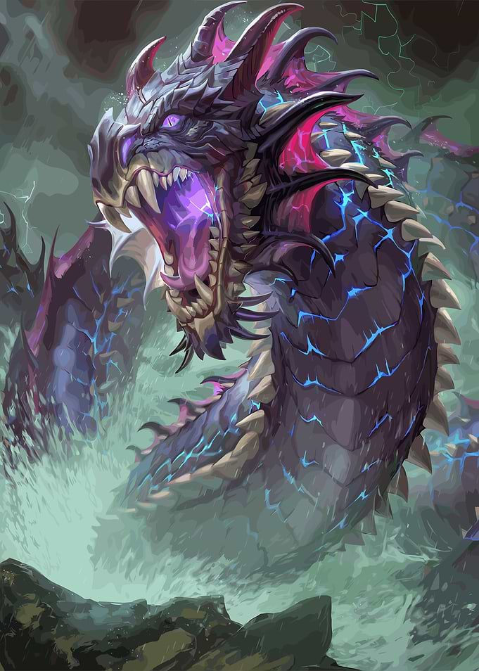 Fearsome Dragon Emerging from the Sea