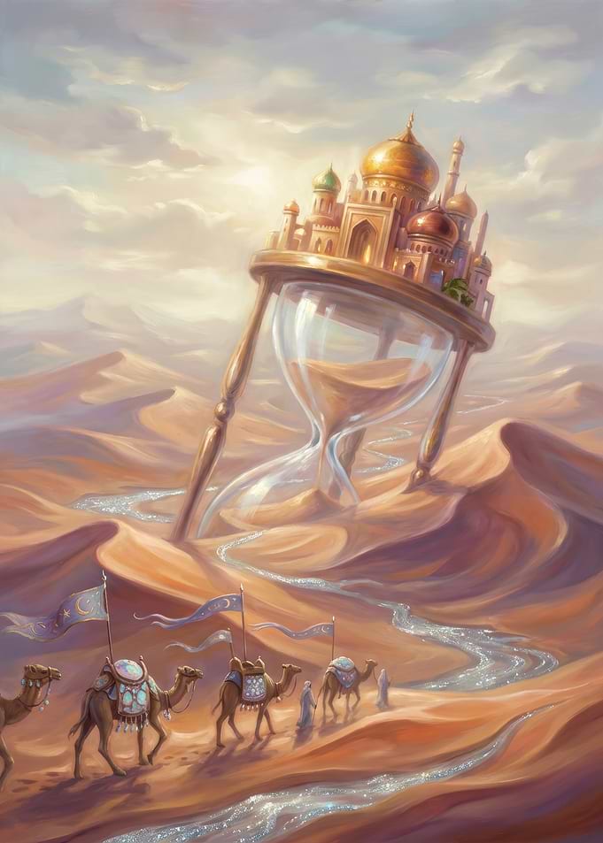 Desert Caravan with Hourglass City
