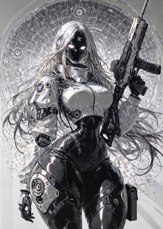 Futuristic Warrior Woman with Rifle