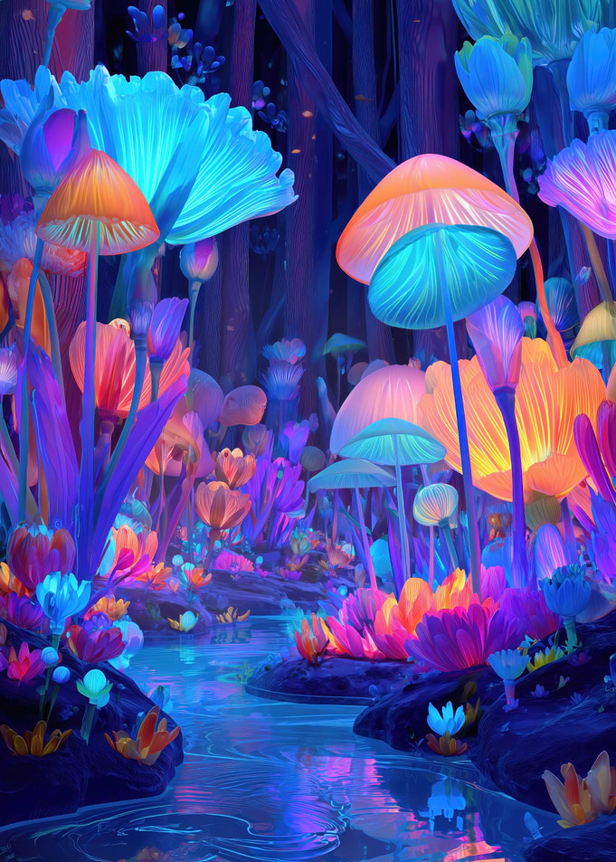 Luminous Mushroom Forest