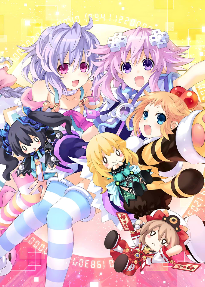 Super Neptunia characters group illustration