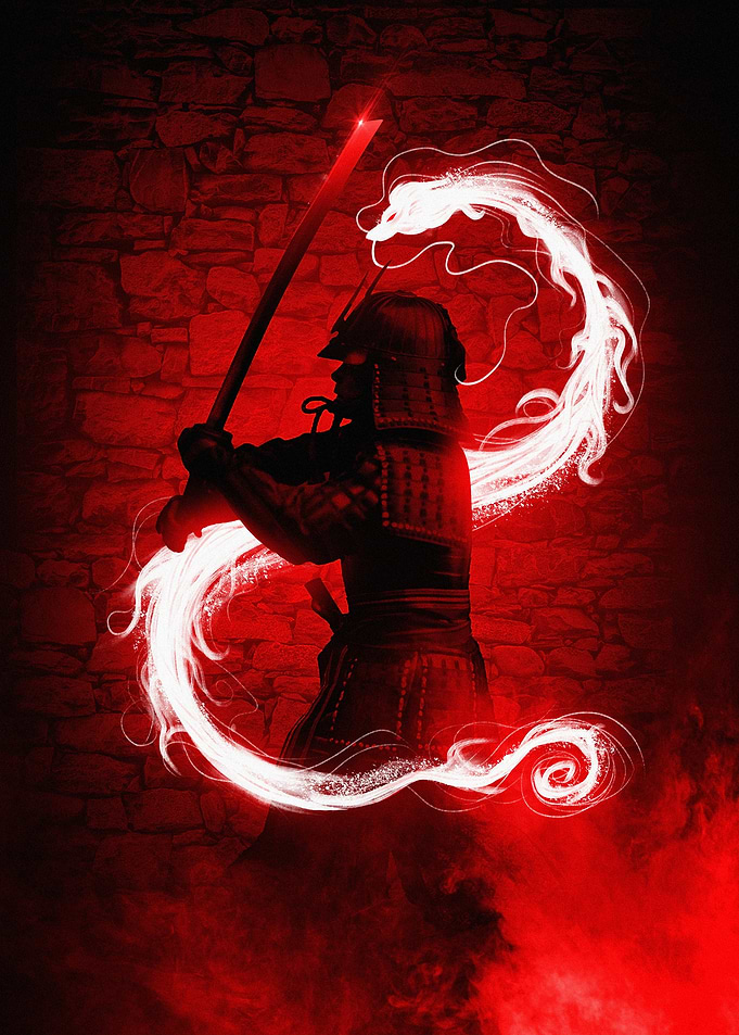 Samurai Warrior with Dragon Aura