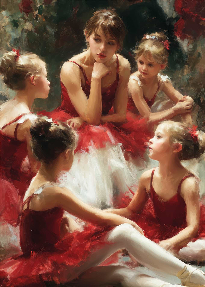 Ballet Class in Red Tutus