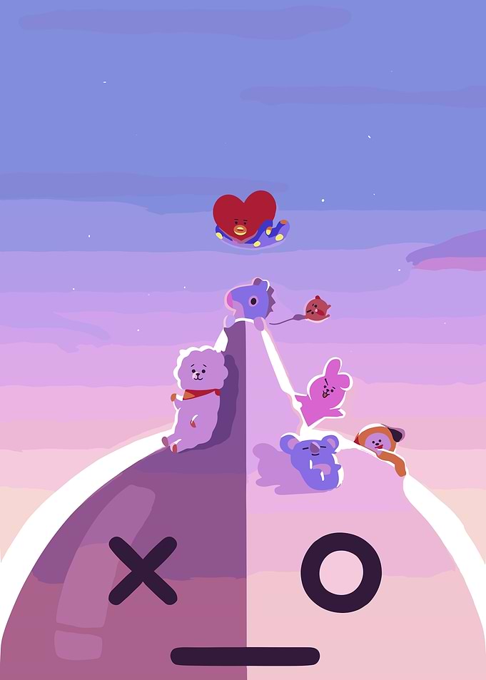 BT21 Characters on a Mountain