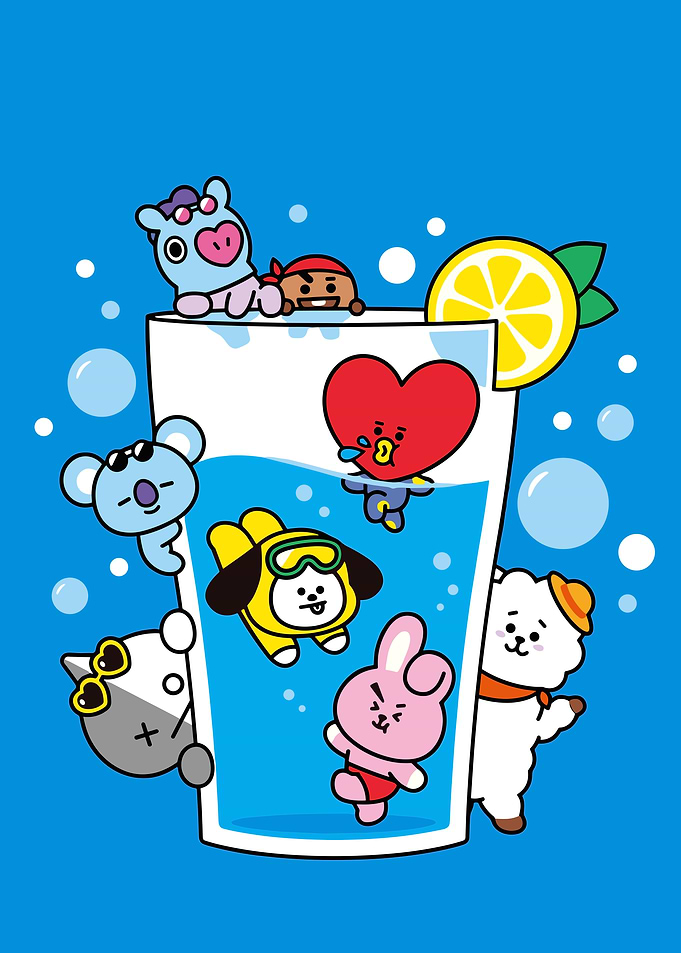 BT21 Characters in a Glass of Water