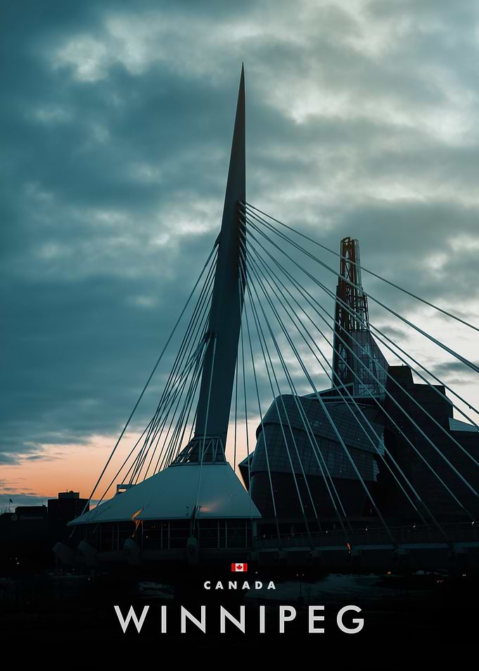 Winnipeg, Canada architecture at dusk