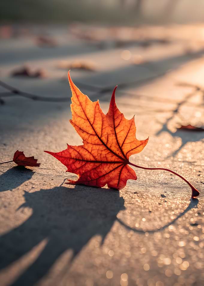 Autumn Maple Leaf on Concrete