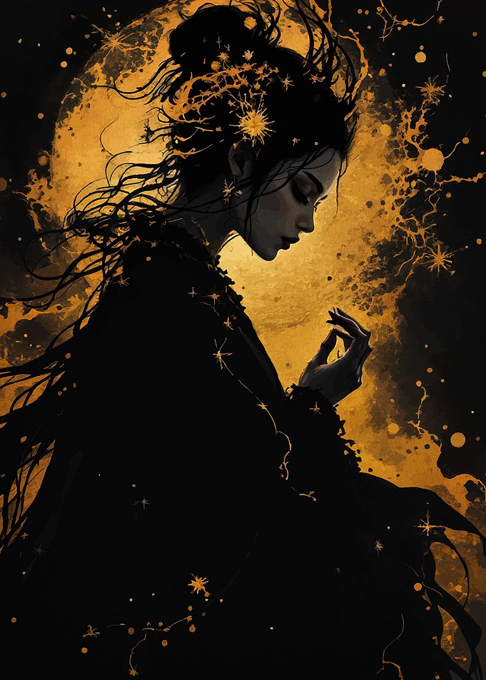 Celestial Woman in Gold and Black
