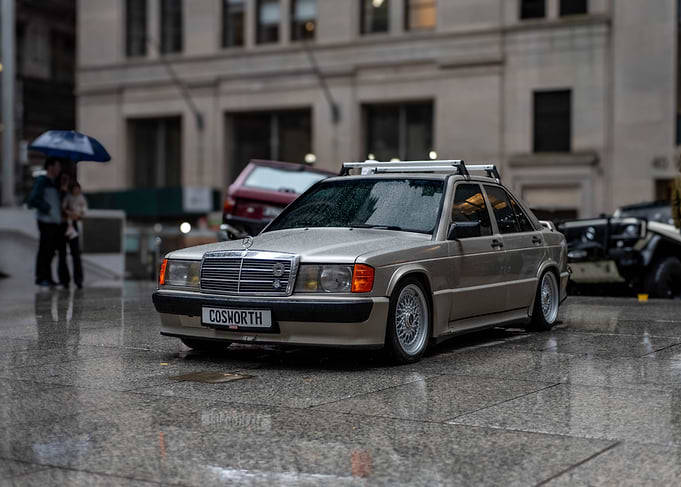 Mercedes-Benz Cosworth on a Rainy Day