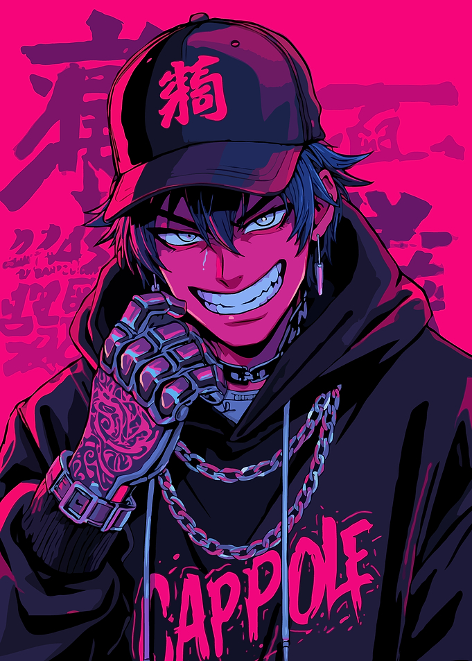 Fantasy Anime Boy with Robot Arm