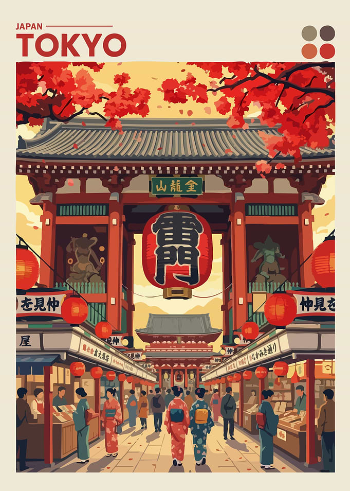 Tokyo, Japan Illustration