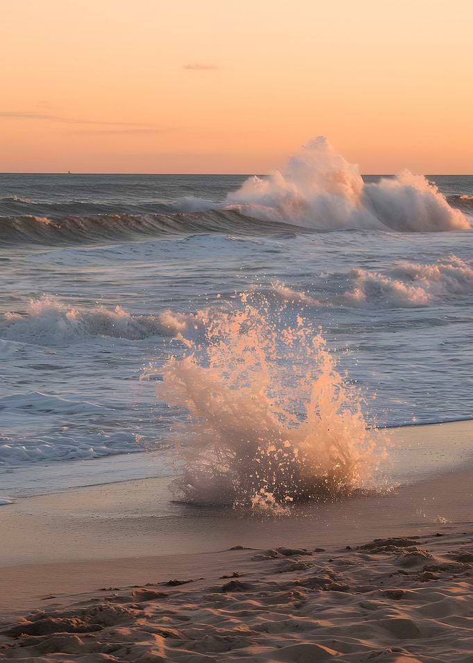Ocean waves crashing on sandy beach