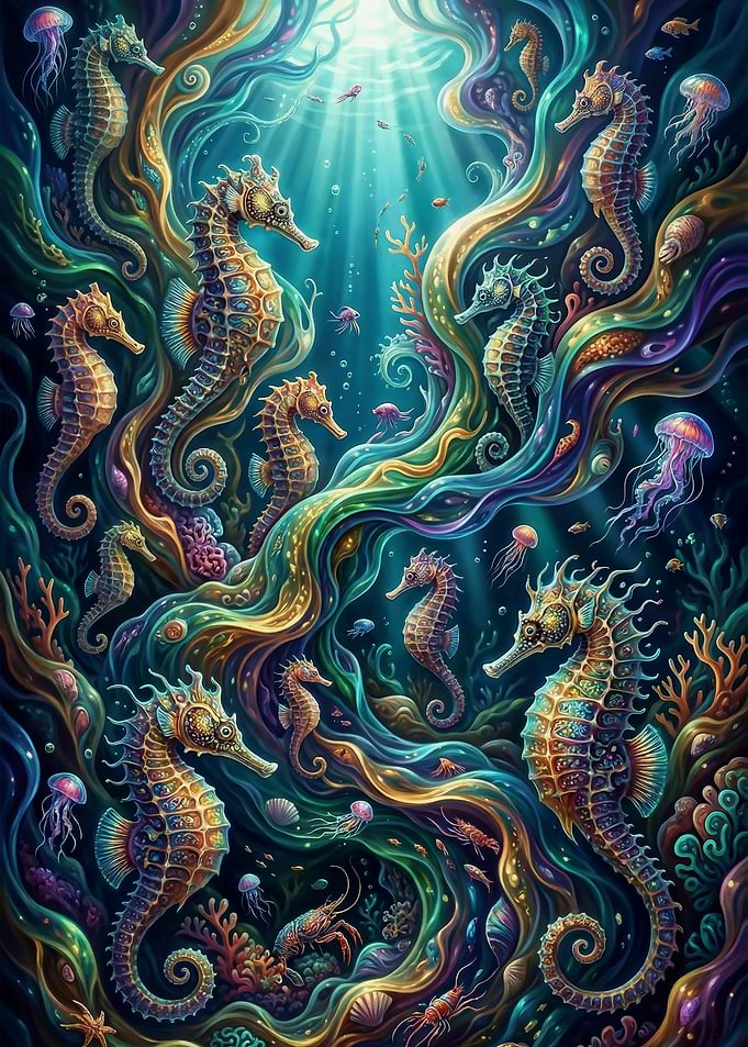 Seahorse underwater fantasy