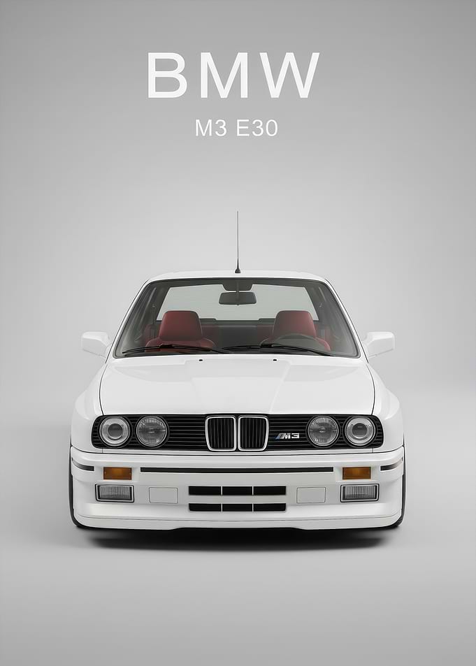 white BMW E30 Front poster
