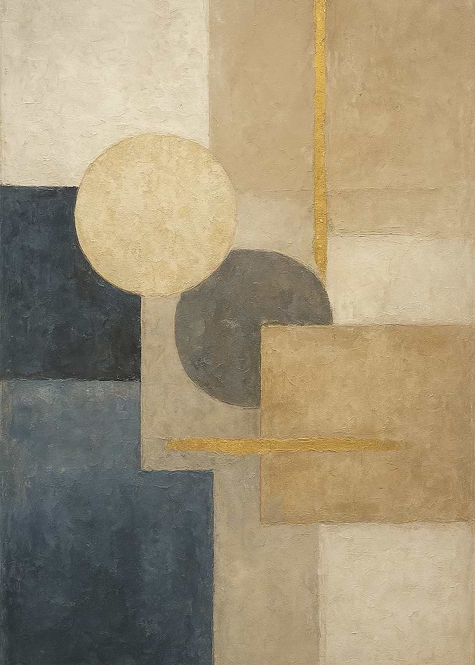Abstract Geometric Painting with Circles and Squares