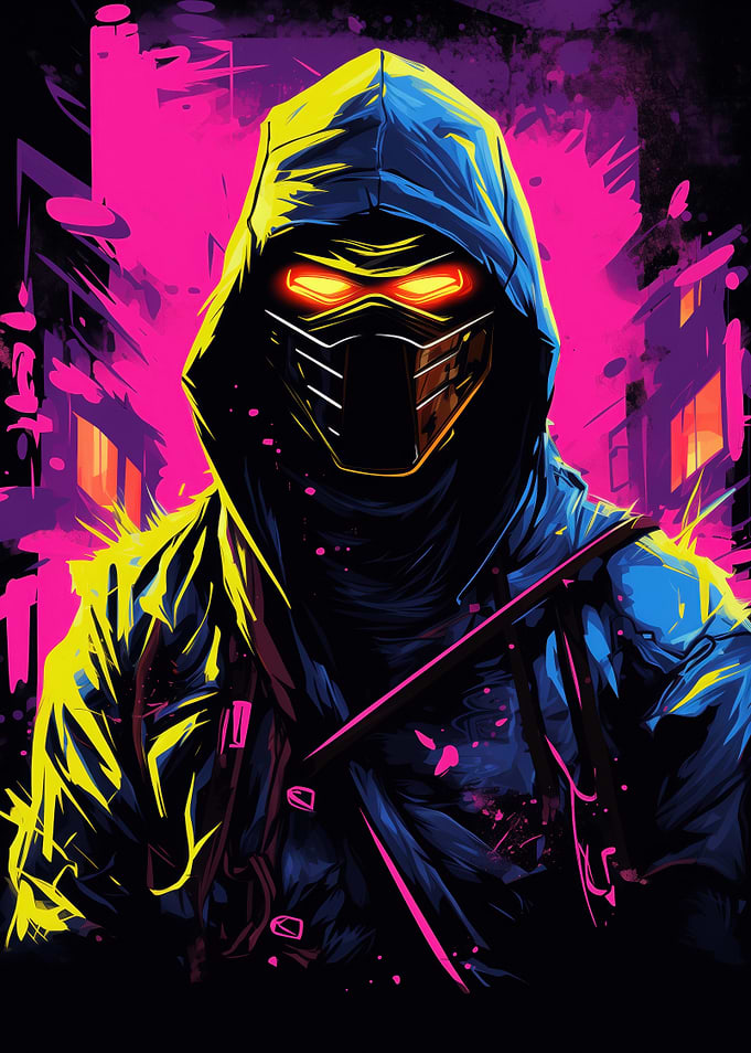 Cyberpunk Ninja Assassin with Glowing Eyes
