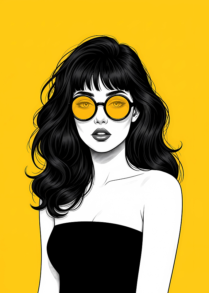 Woman with Yellow Glasses on Yellow