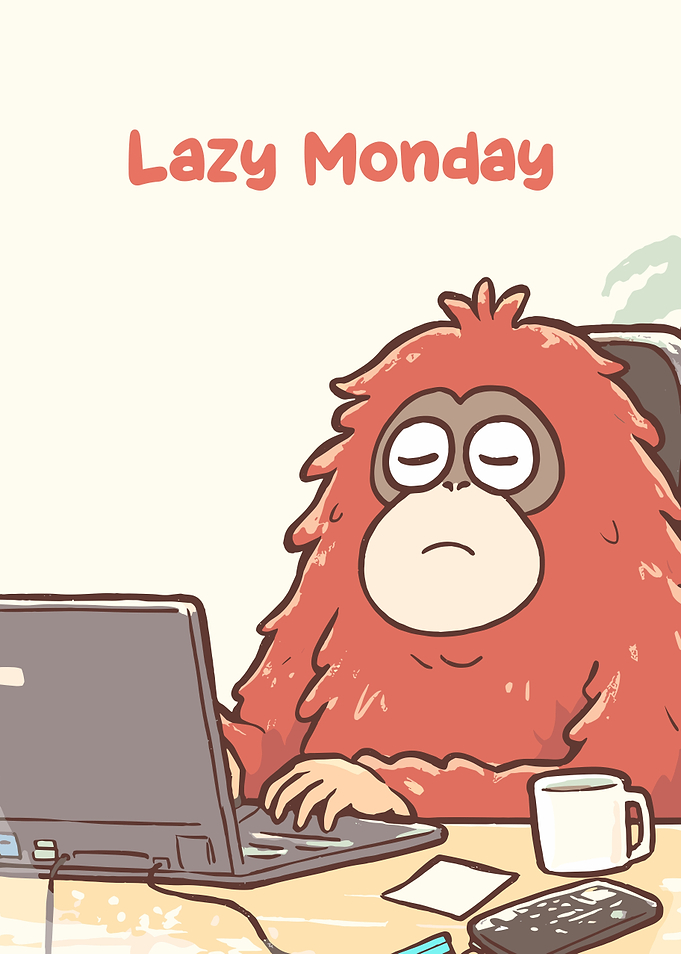 Lazy Monday Orangutan Cartoon