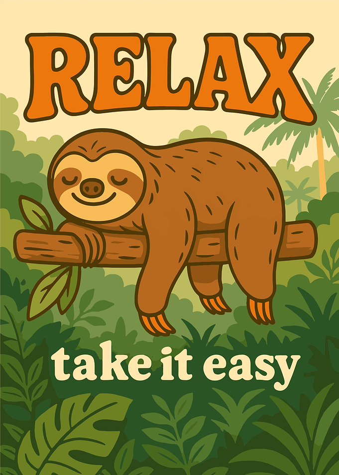 Relax Sloth Cartoon Illustration