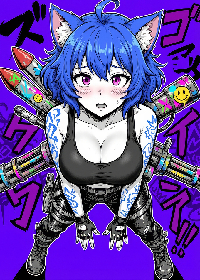 Anime Catgirl with Heavy Weapons