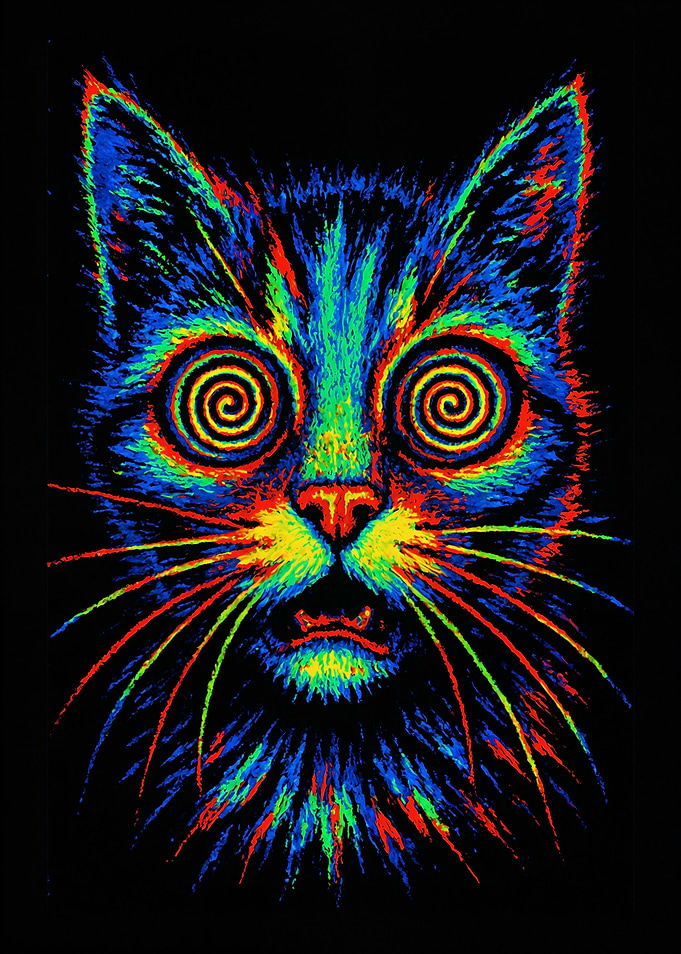 Psychedelic Cat with Spiral Eyes
