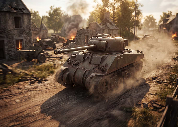 World War II Tank in Action