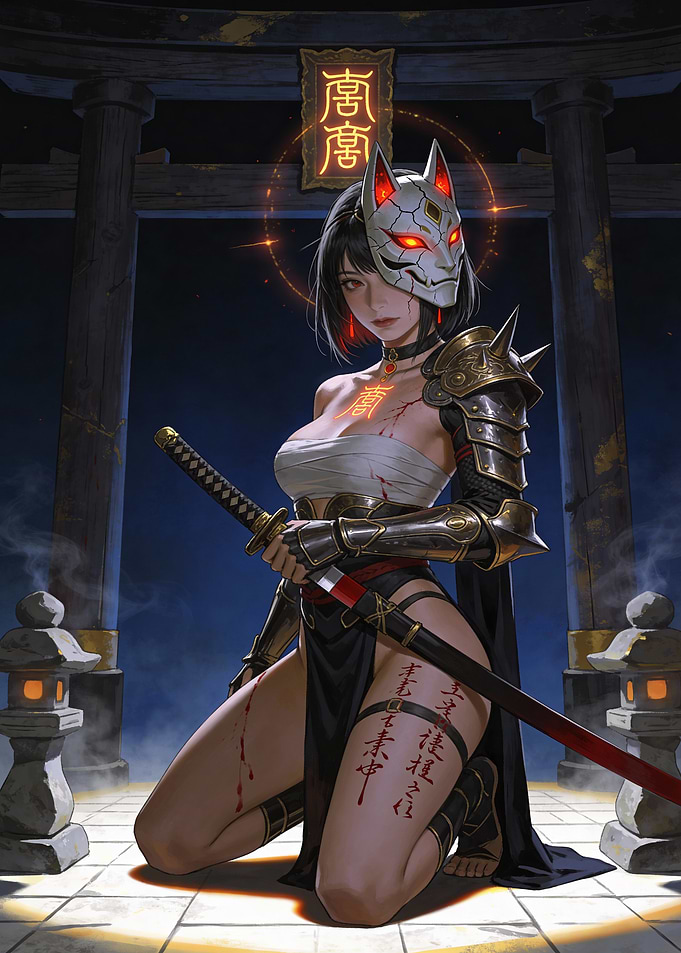 Fox Mask Warrior with Katana