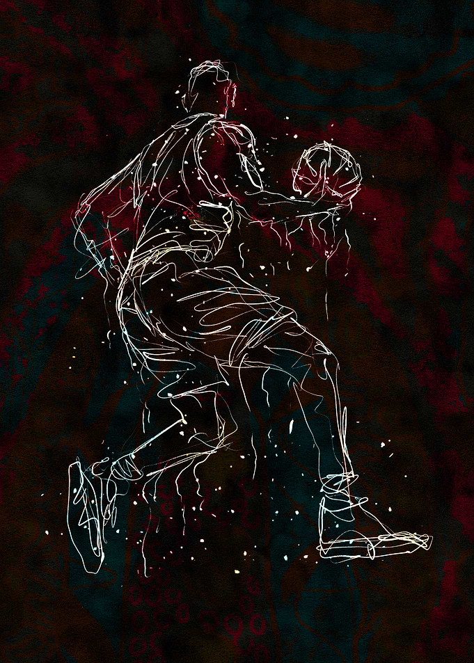 Basketball Player Line Art