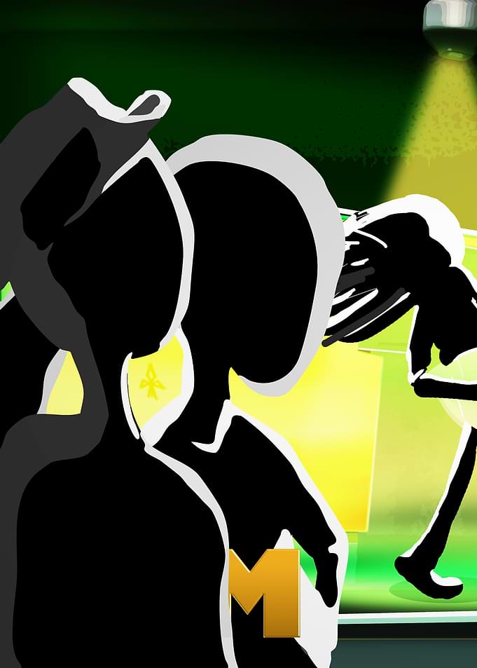 Music part 1 - Abstract Figures in Green and Yellow