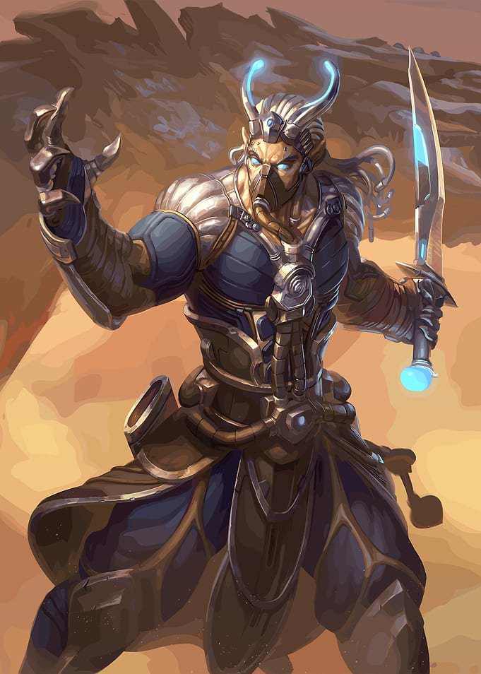 Cyborg Warrior with Glowing Sword