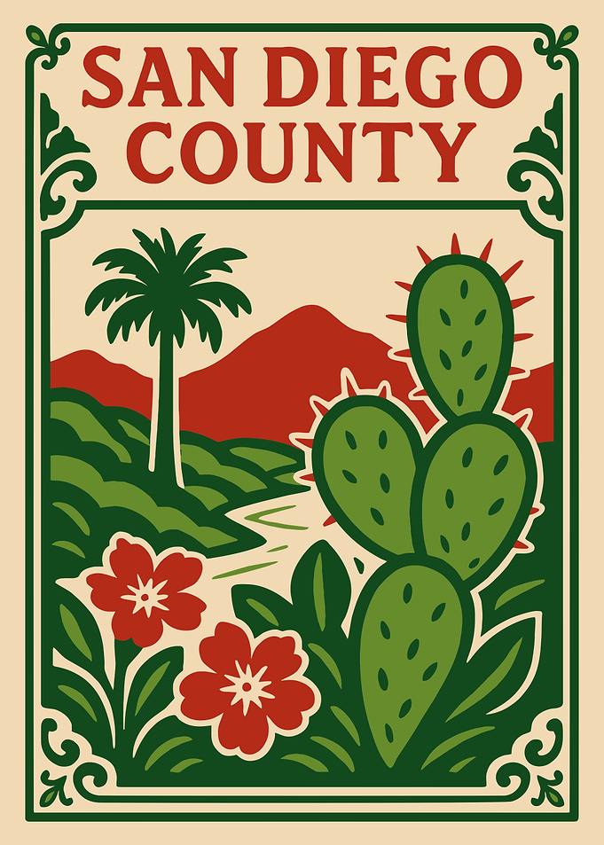 San Diego County Landscape Illustration