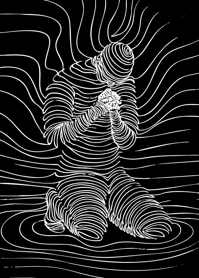 Praying Figure Line Art