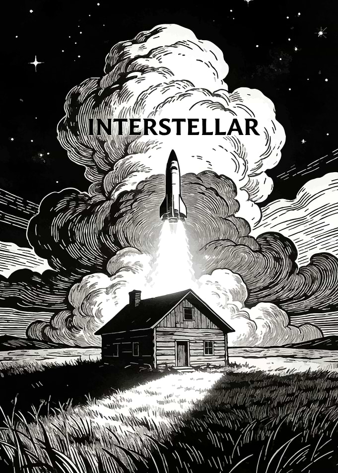 Interstellar Rocket Launch from Farmhouse