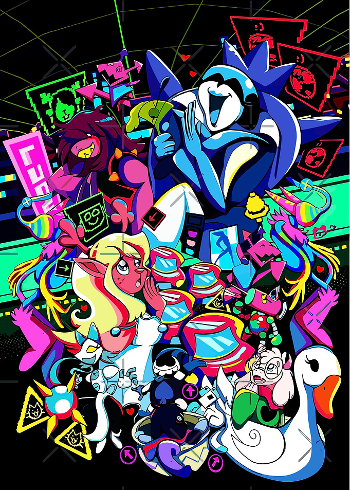 Deltarune characters colorful digital art