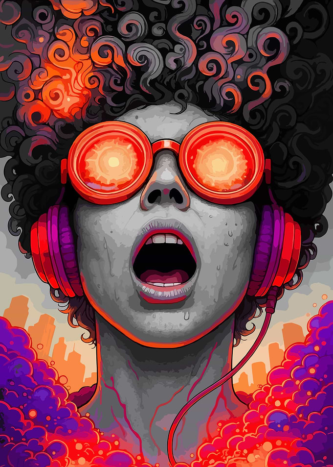 Ecstatic Woman with Headphones and Glasses