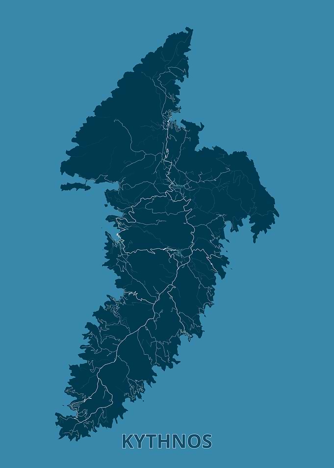 Kythnos Island Map - Detailed Topography