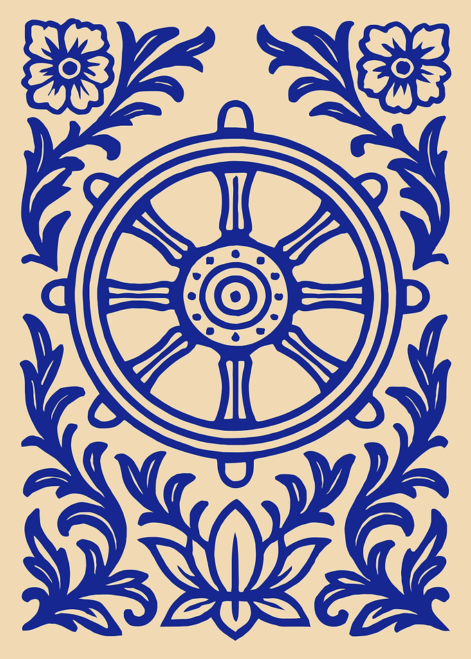 Dharma Wheel with Floral Ornamentation