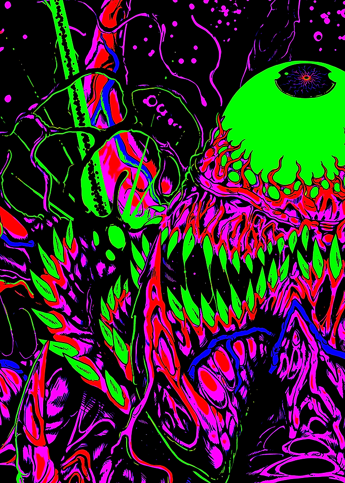 Abstract Monster with Eye and Teeth