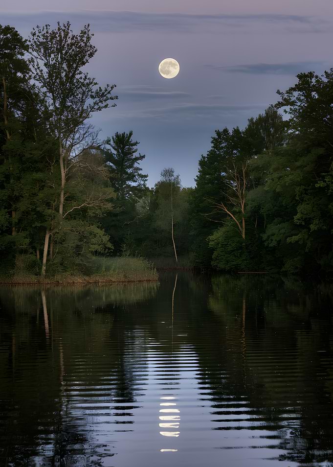 Moonlit Lake Reflection